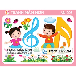 Decal mầm non- GÓC ÂM NHẠC AN-005 khổ lớn 127x80