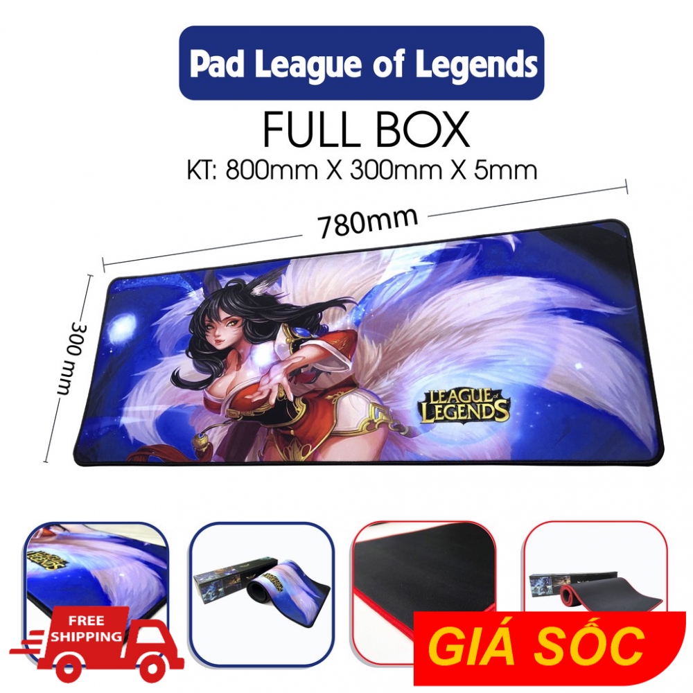 Miếng Lót Phím + Chuột League of Legends ( Đại ) - Full Box (300x780x5mm) - Hình ngẫu nhiên
