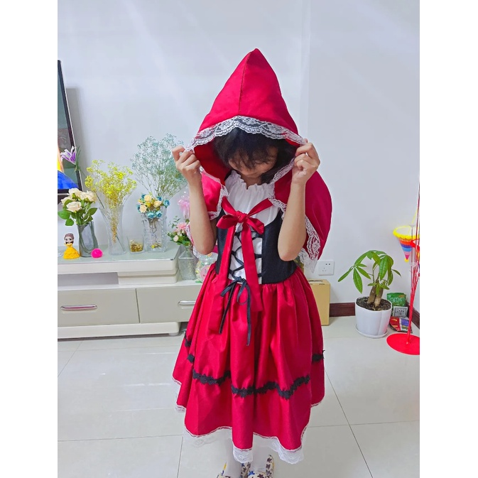 Đầm Hóa Trang Cô Bé Quàng Khăn Đỏ Cho Bé Gái