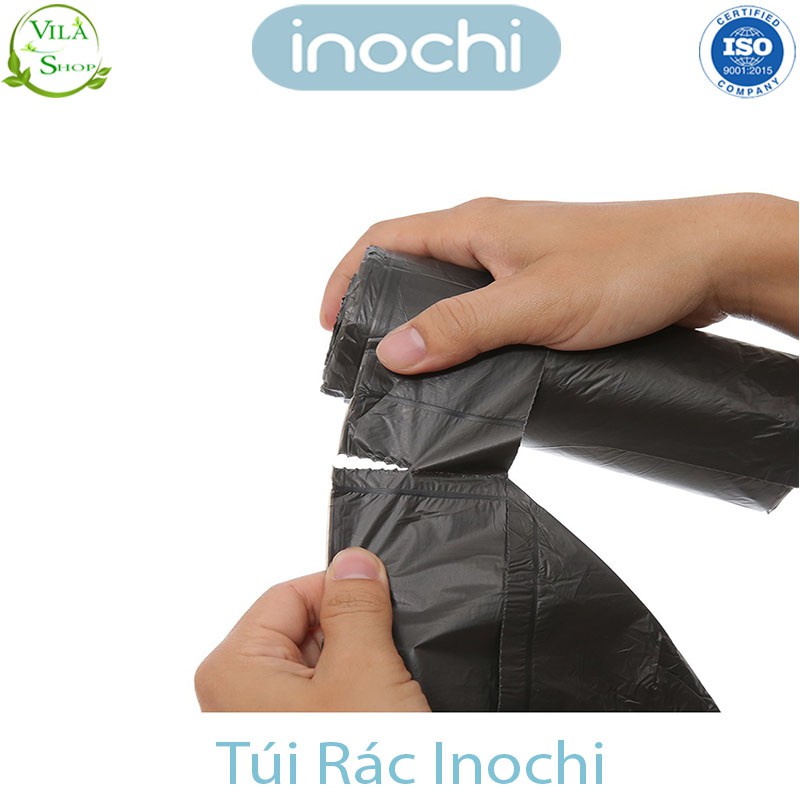 [ Lô 4 Cuộn ] Túi Rác Tự Huỷ, Túi Rác Có Quai Tiện Dụng Chính Hãng Inochi, Loại 10L 25L 50L - Dạng Cuộn Màu Đen