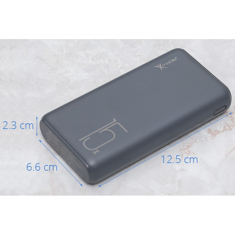 🔥GIÁ TỐT🔥 Pin sạc dự phòng Polymer 15.000mAh Type C Xmobile PJ JP200 Xám