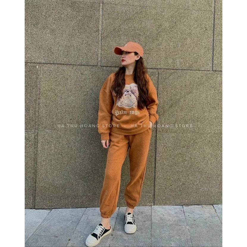 (Sale FreeShip) Đồ bộ nữ,bộ thể thao nữ thêu gấu,áo tay dài phối quần ống bo có túi,chất nỉ hàng chuẩn shop,lên from đep