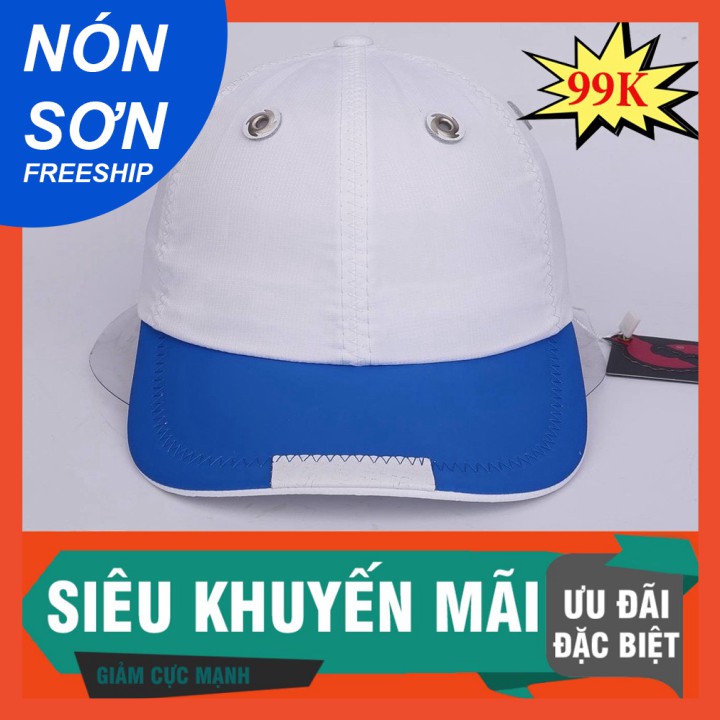 Mũ Nón Kết Sơn Vải Dù Full Tem Logo Màu Trắng Xanh