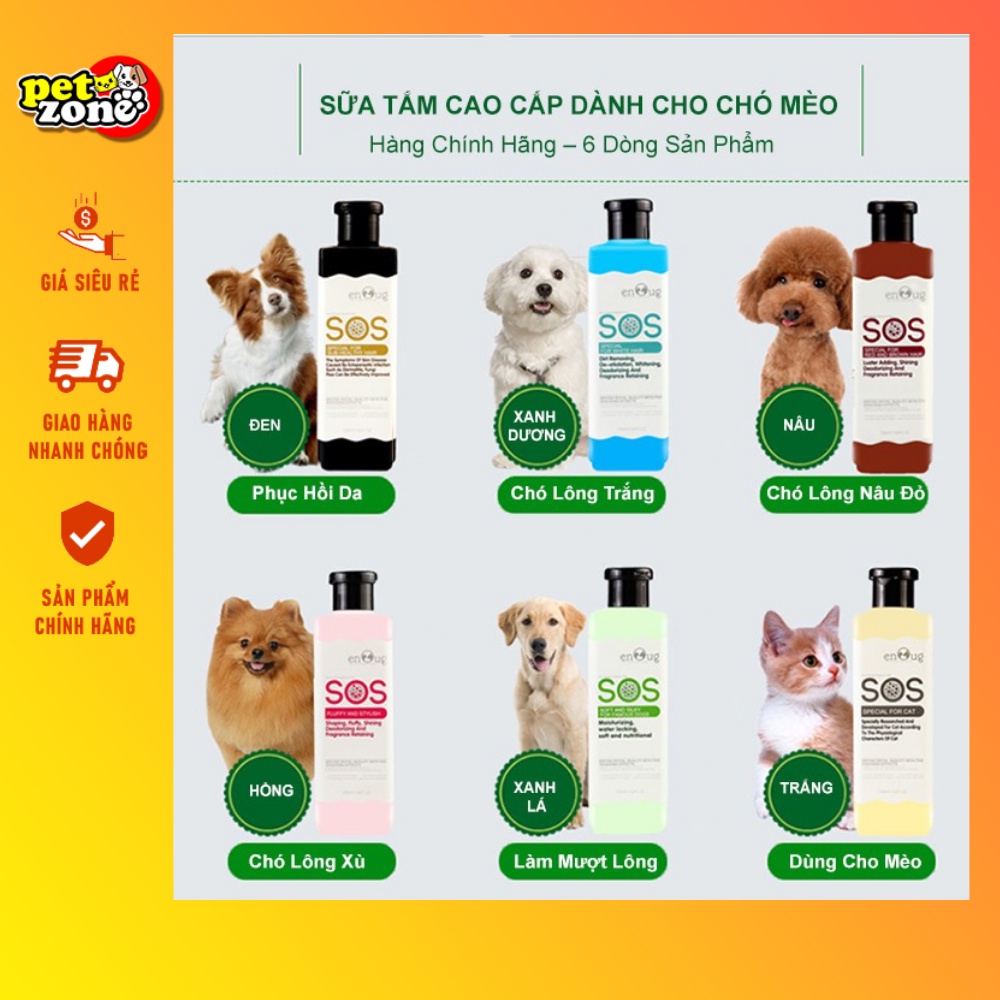 Sữa tắm cho chó mèo SOS 530ml poodle, lông trắng, lông tối màu - Sữa tắm chó mèo
