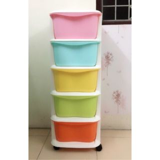 Tủ nhựa đa sắc Việt Nhật 5 tầng có bánh xe