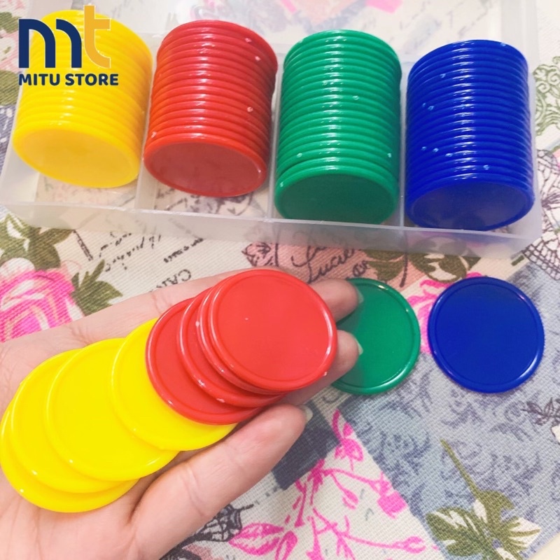 Bộ Đồ Chơi 80 Đồng Xu Nhựa Chip Poker Trơn Nhiều Màu Cao Cấp M3562