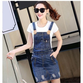 Đầm Yếm Jean Nữ Wash Cào