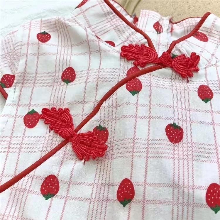 SANITKUN Đầm sườn xám nhiều màu phong cách Trung Hoa cổ điển thời trang năm mới cho bé gái