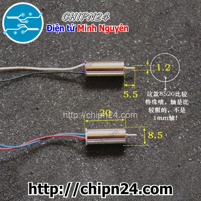 [1 CÁI] (F94) Động cơ Mini 8520 trục 1.0mm dây Đỏ Xanh