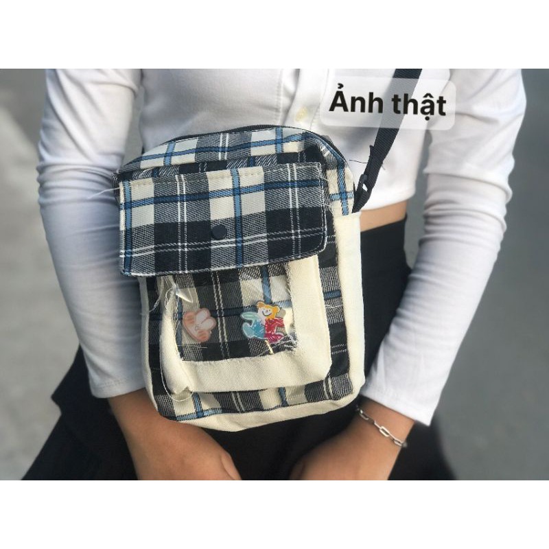 TÚI ĐEO CHÉO CARO PHỐI TÚI TRONG