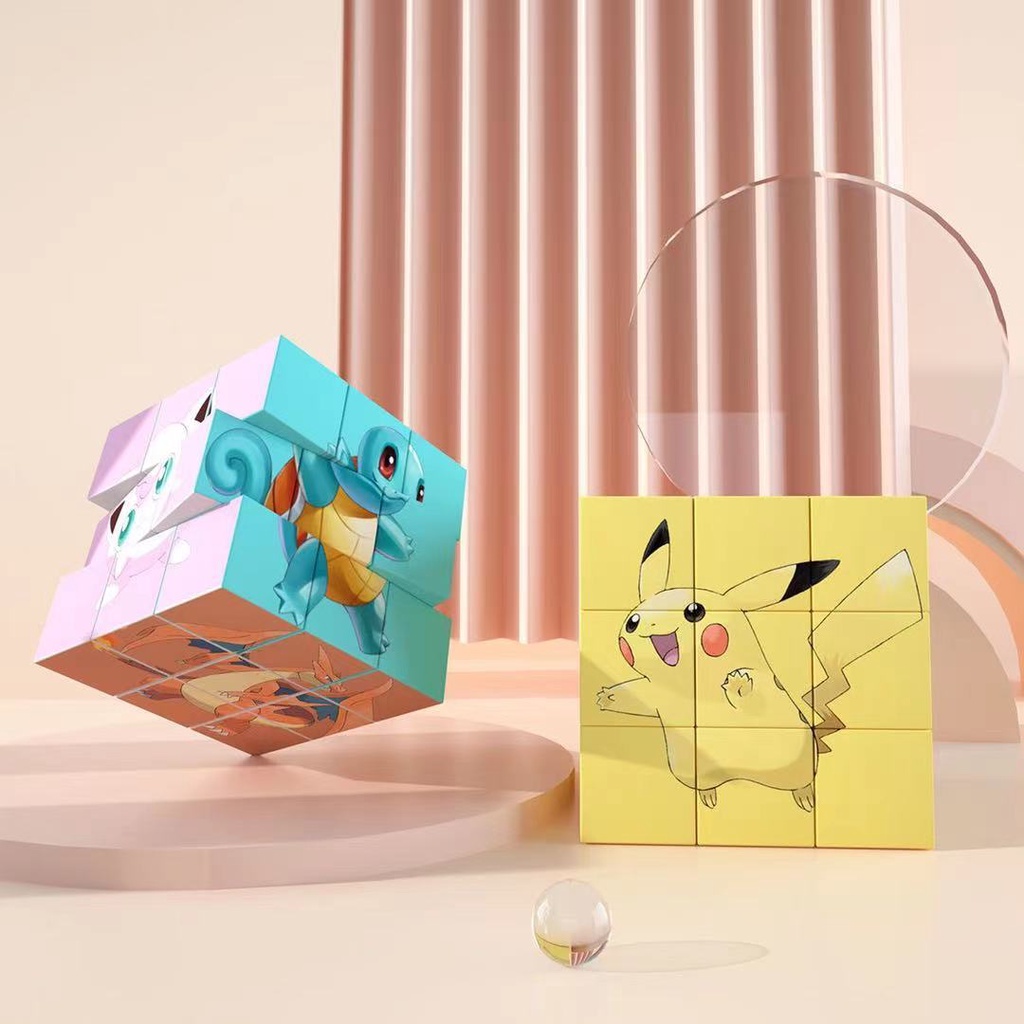 Rubik Pokémon Pikachu third-order Rubik's cube toy Cartoon Cartoon Children's Gift DIYRubik's Cube