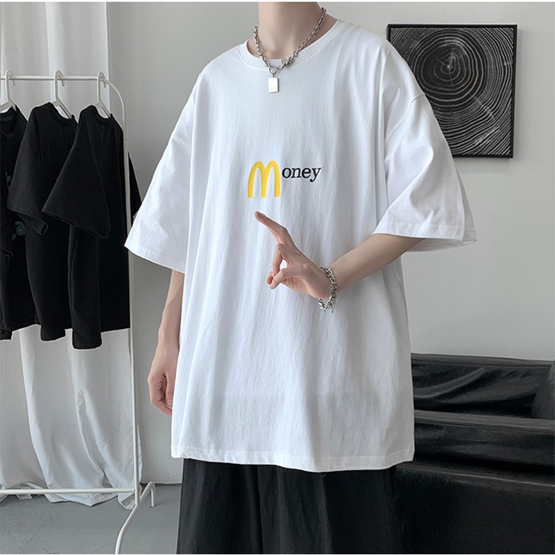 Áo thun nam nữ unisex tay lỡ phông form rộng teen cổ tròn oversize cotton giá rẻ basic đen trắng tee pull MONEY