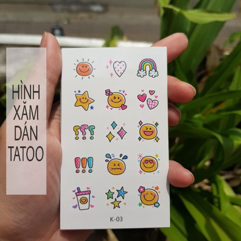 Hình xăm mini cartoon k03. Xăm dán tatoo mini tạm thời, size &lt;10x6cm