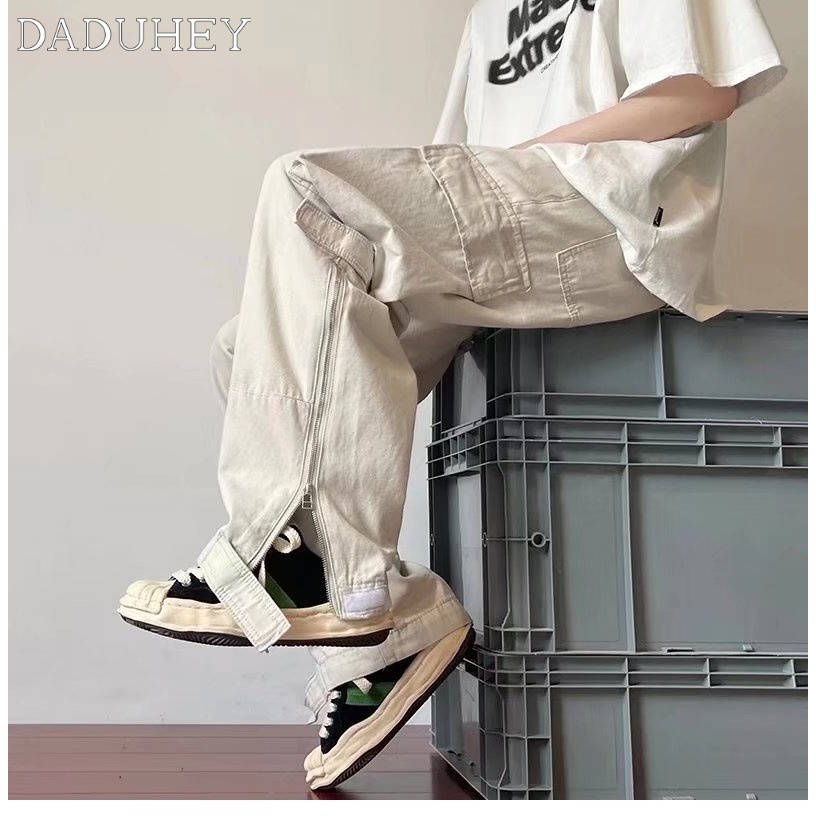 Daduhey Quần Dài Ống Rộng Lưng Thun Thời Trang Đường Phố Cá Tính Cho Nam