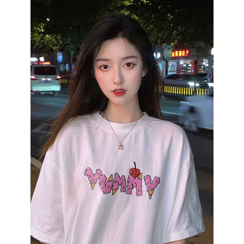 Áo thun Có size tay lỡ unisex Yummy