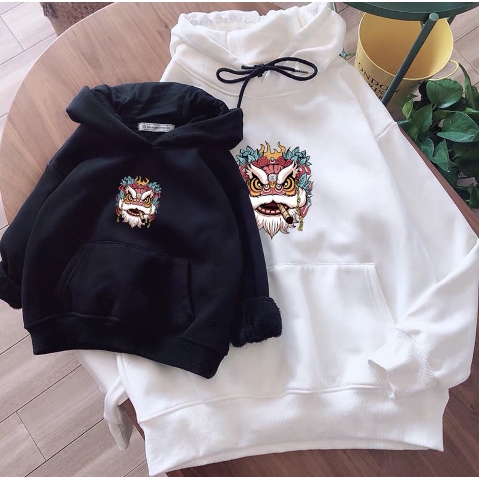 Áo hoodie Babekids form rộng nỉ trẻ em hình in Con Lân,thời trang thu đông cho trẻ em từ 4 đến 10 tuổi