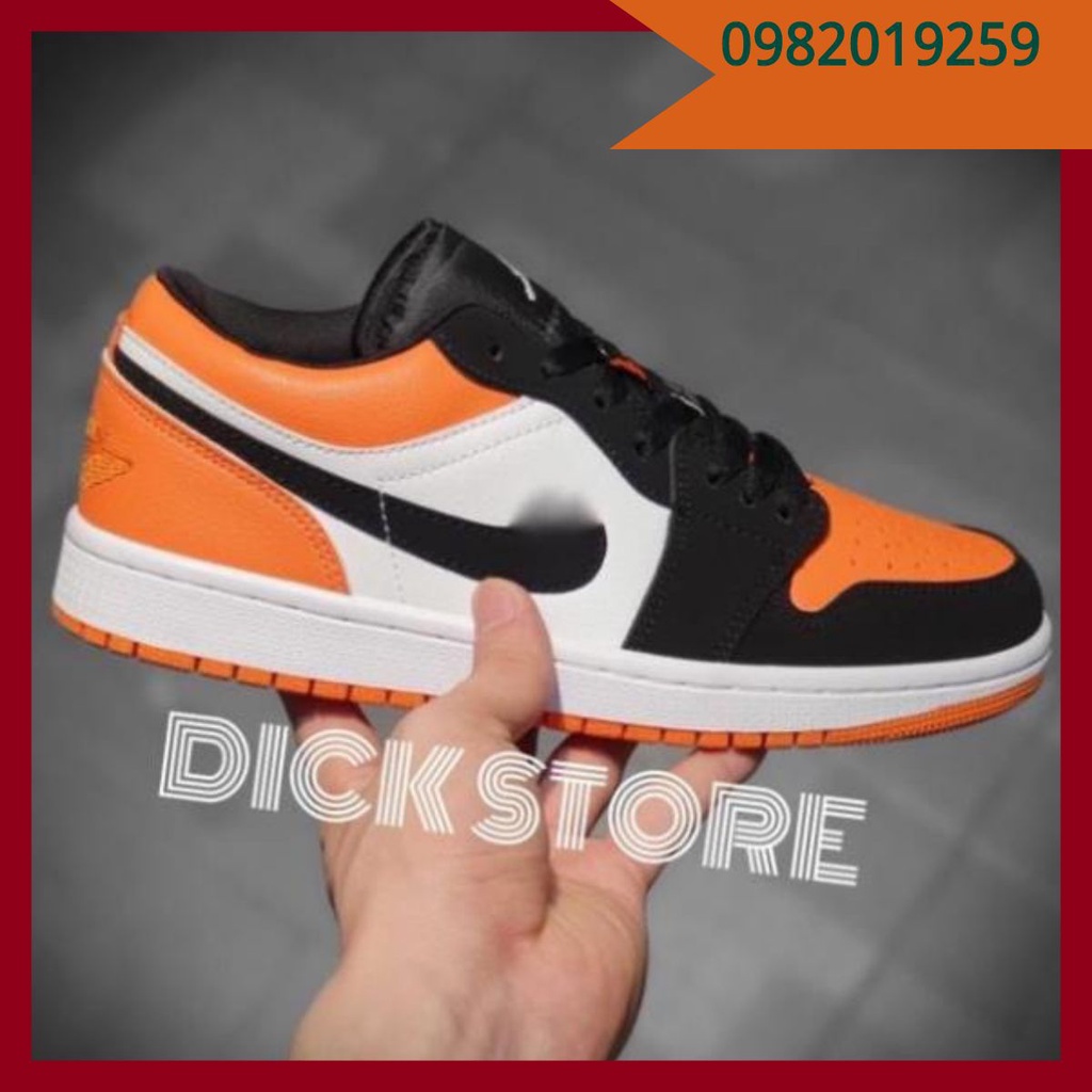 Giày sneaker FREESHIPJD1 thấp cổ đen cam, Giày jordan hot trend cho nam và nữ
