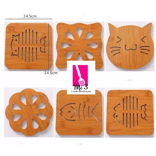 Lót nồi gỗ hình mèo - tấm lót nồi bằng tre giá rẻ