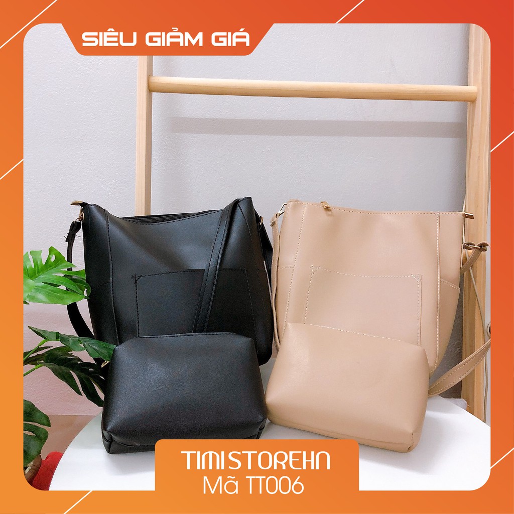 Túi xách nữ công sở tote da to đeo chéo vừa A4 tài liệu set tặng kèm ví TIMISTOREHN TT006