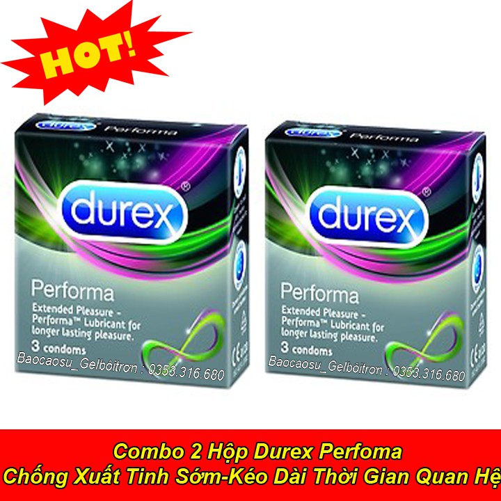 [CAM KẾT CHÍNH HÃNG] Gel Bôi Trơn Âm Đạo Durex Play 50ml & 2 Hộp Bao Cao Su Durex Performa Chống Xuất Tinh Sớm Hộp 3 Bao