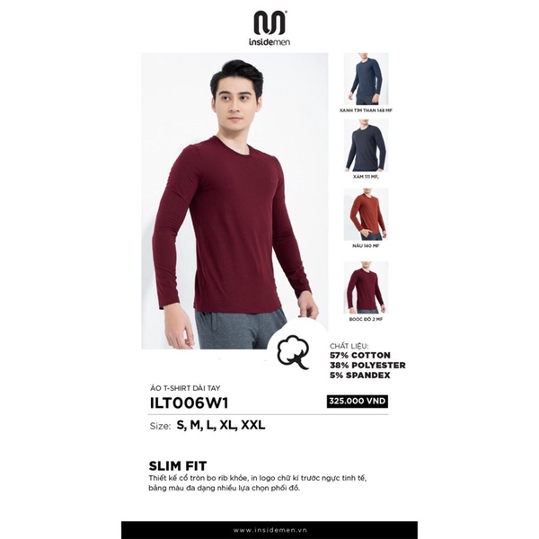 HÀNG MỚI 2021 Áo thun dài tay Insidemen ILT006W1 hai màu nâu và xám