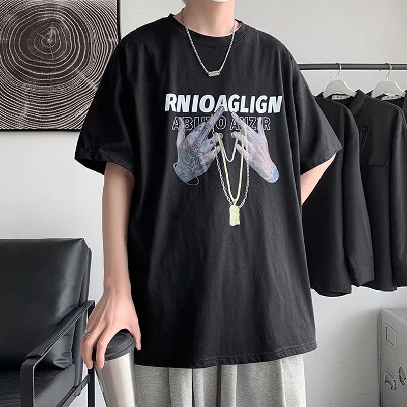 Áo Thun Tay Ngắn Dáng Rộng Họa Tiết In Phong Cách Hip Hop Thời Trang Mùa Hè Size M-8XL