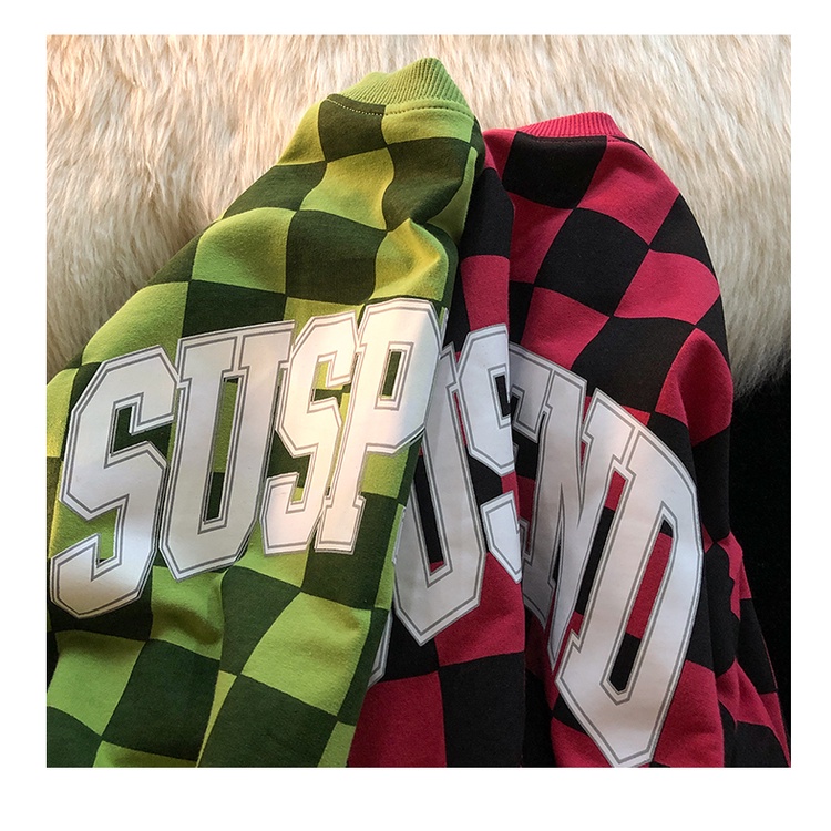 Áo Sweater Mỏng Cổ Tròn In Họa Tiết Caro Xinh Xắn Cho Nữ | BigBuy360 - bigbuy360.vn