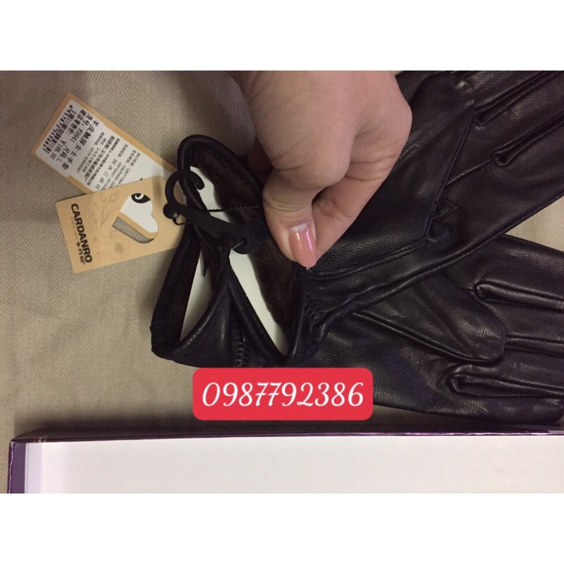 Găng Tay Da Cừu Nữ Màu Đen Lót Lông Cực Ấm- Bảo hành 3 năm