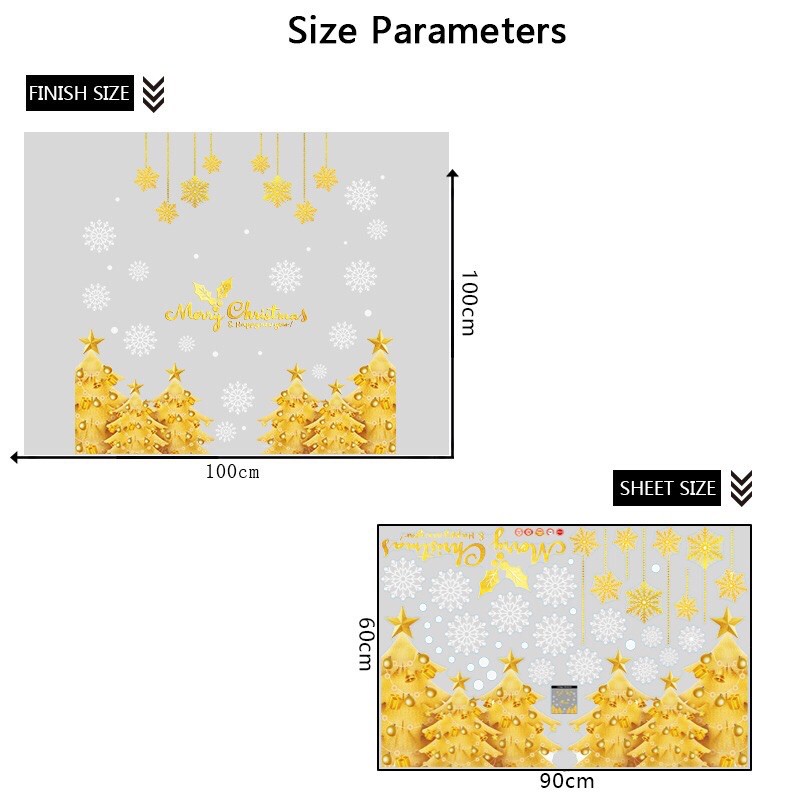 Decal trang trí Noel Hít Tĩnh Điện - Rừng Thông Vàng cao cấp