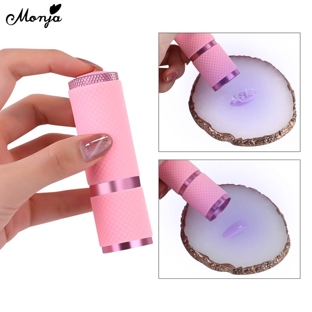 MONJA Đèn hong khô sơn móng tay mini 9 bóng led 2 màu diy