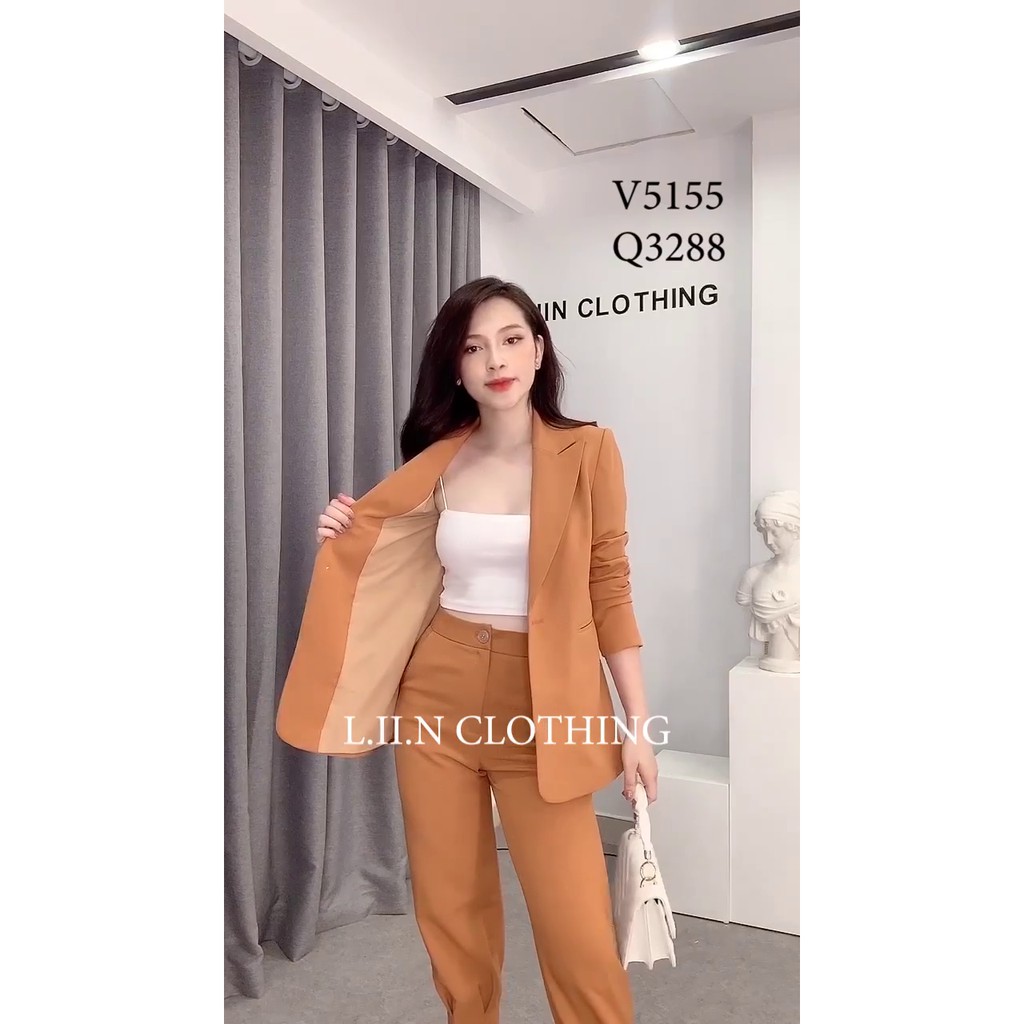 Set Bộ Áo Vest Nữ màu Cam chất đẹp phối Quần Baggy Có bán Tách Set