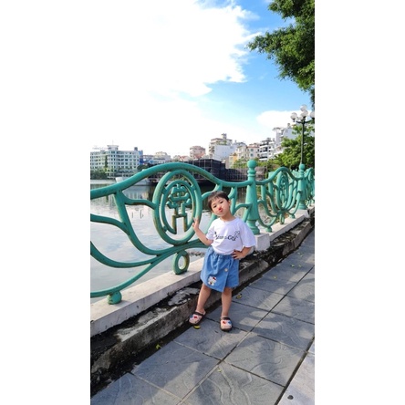 Quần short jean denim ngắn giả váy cho bé gái 12-28kg