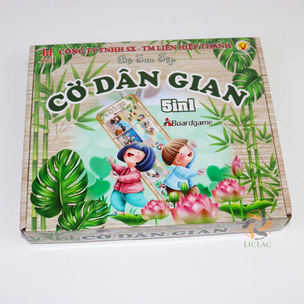 Đồ chơi Cờ Dân Gian 5 trong 1 Liên Hiệp Thành, Bộ đồ chơi cho bé gồm Cờ Ô Quan, Cờ Ca Rô, Cờ Gánh, Cờ Vây, Xí Ngầu