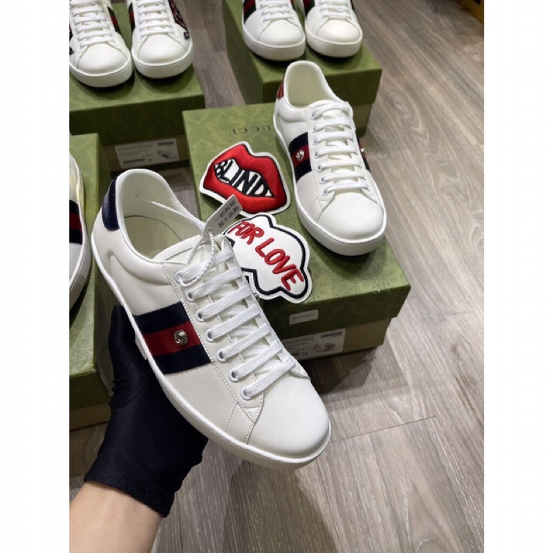 Giày môi for love  giày thể thao nam lười trắng kèm box