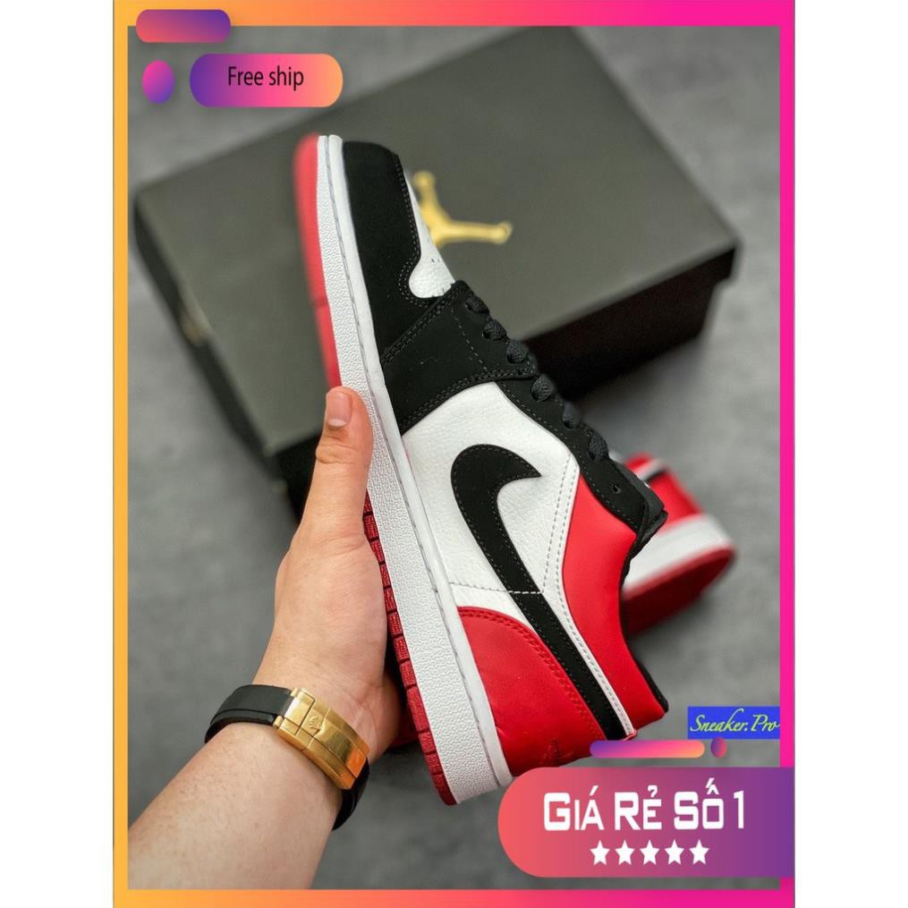 (FULL BOX + QUÀ TẶNG) Giày thể thao AIR Jordan 1 Low Black Toe cổ thấp siêu đẹp dành cho nam và nữ