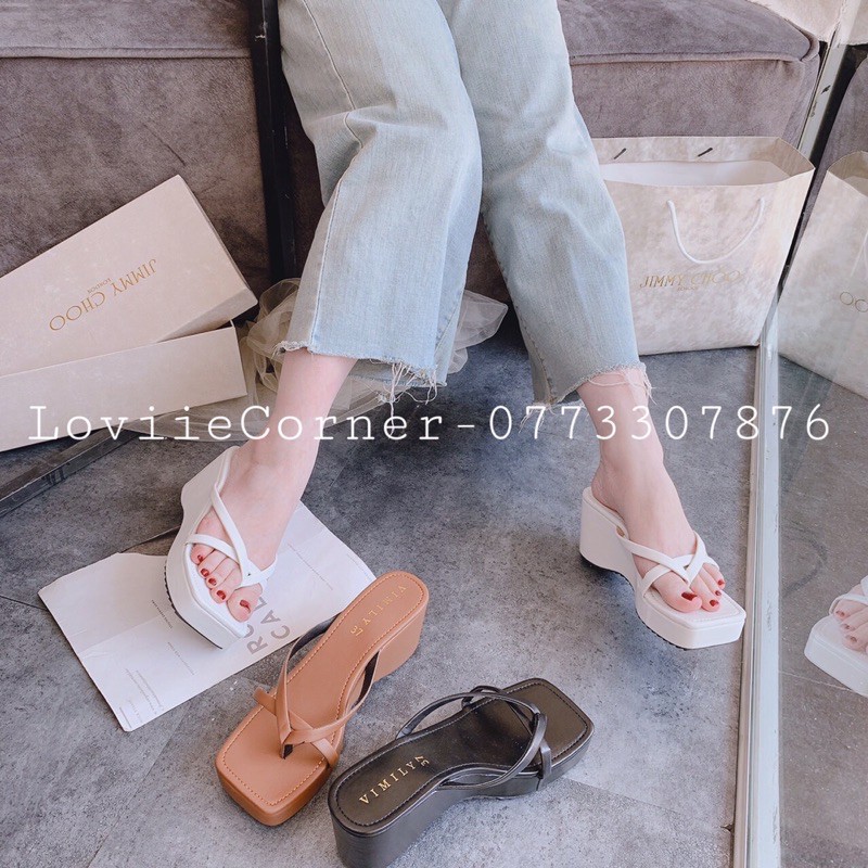 DÉP XUỒNG NỮ ULZZANG LOVIIECORNER - GUỐC NỮ XỎ NGÓN - DÉP CAO GÓT ĐẾ BẰNG 7CM D200931 D220207