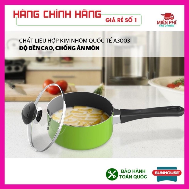 Nồi nấu bột chống dính SUNHOUSE SHG-MP14. Quánh nấu bột cho bé size 14 cm cao cấp rất tiện ích