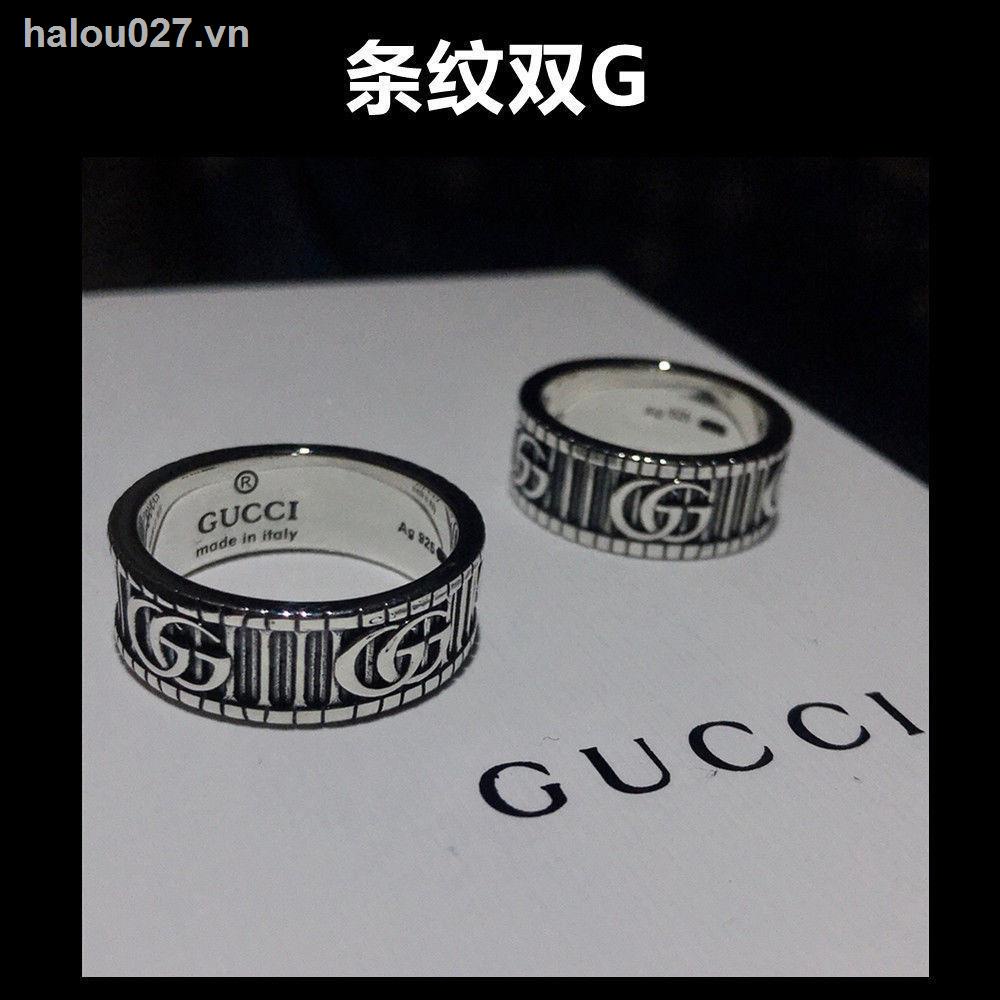 Nhẫn Đôi Khắc Chữ Gucci Mạ Bạc 925 Không Phai Chất Lượng Cao