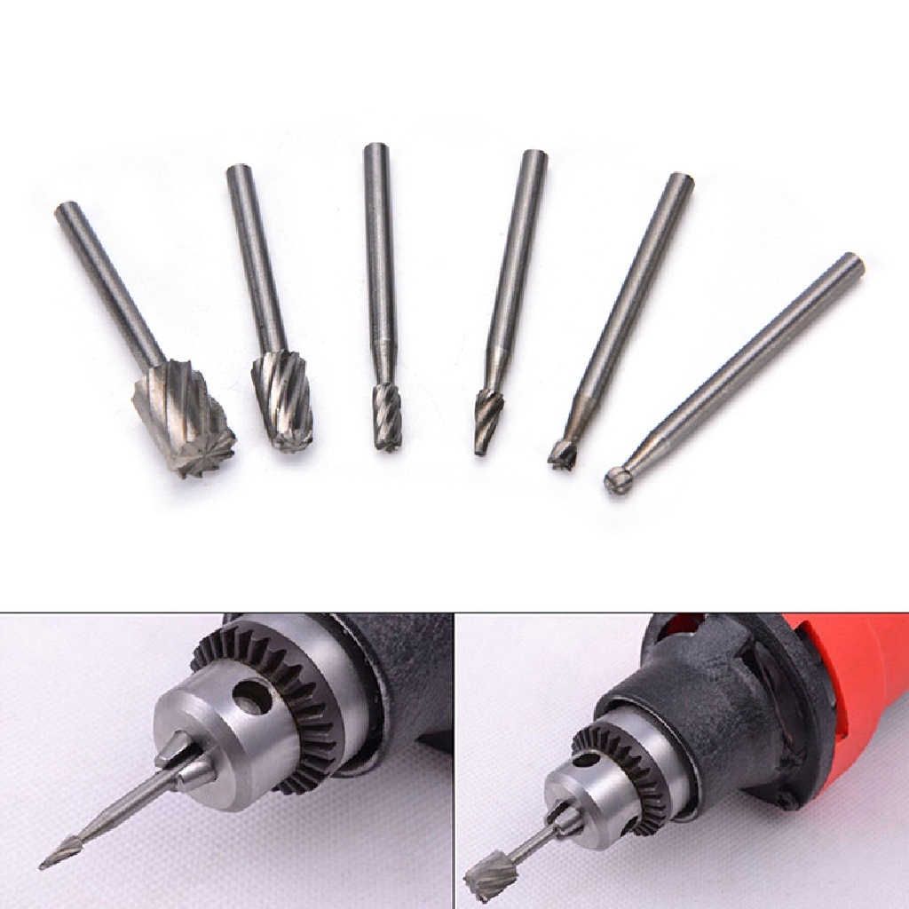 Set 6 mũi khoan mài xoắn HSS mini điêu khắc gỗ chuôi 3mm