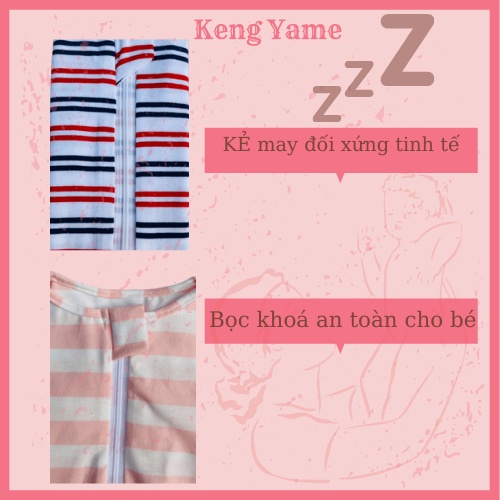 Nhộng chũn cho bé sơ sinh túi ngủ hỗ trợ giấc ngủ Keng Yame  quấn chũn chất liệu Cotton co giãn 4 chiều, mềm mại