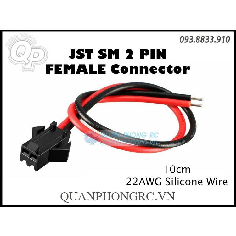 Dây Nối Silicone 22AWG JST SM 2 Pin 10cm ( 2 sợi )