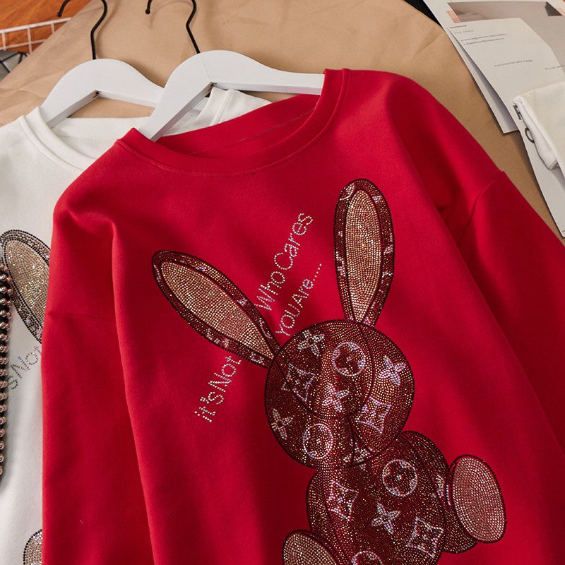  Áo Thun Nữ Ngắn Tay Cổ Tròn In Họa Tiết Thỏ Thời Trang Hàn | BigBuy360 - bigbuy360.vn