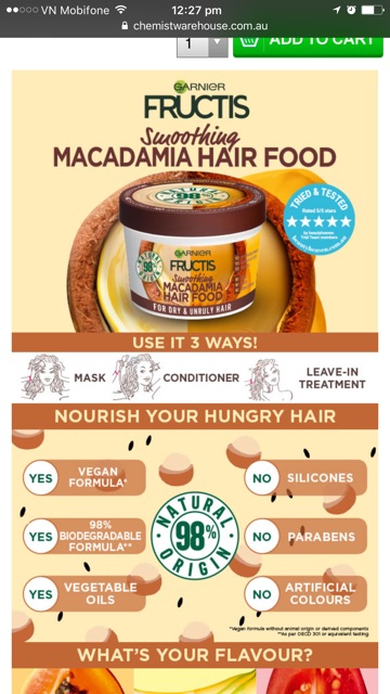 Kem dưỡng xả tóc Garnier 3in1 của Úc 390ml (kèm bill) | BigBuy360 - bigbuy360.vn