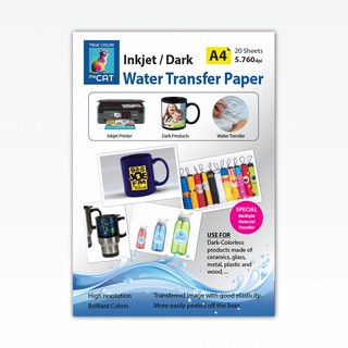 Decal trượt nước trên vật liệu TỐI MÀU cho máy in Phun – Xấp 20 tờ A4