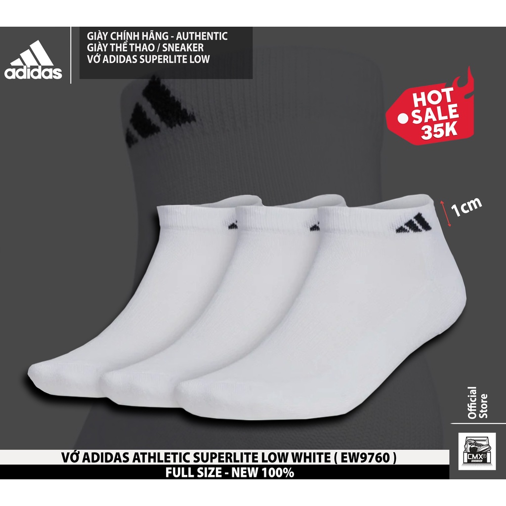 Vớ Adidas Athletic Cushioned Crew White/Trắng/Black/Đen ( B93219 - 101640 ) REAL AUTHENTIC 100%