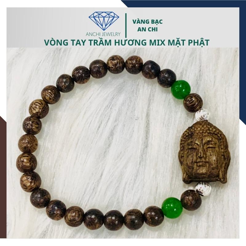 Vòng tay trầm hương mặt phật, hạt nhỏ cho nam nữ. Anchi jewelry