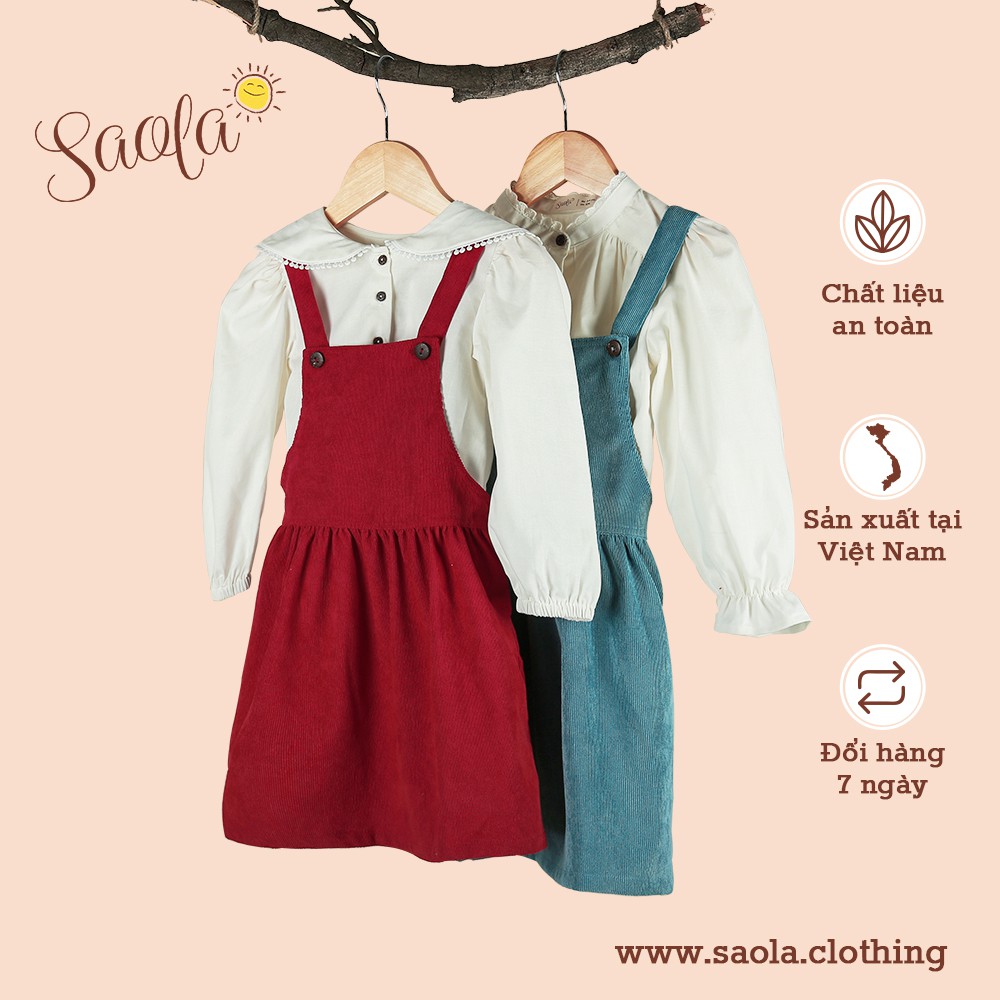 Chân Váy Yếm Hai Dây Phong Cách Hàn Quốc Dễ Thương Cho Bé Gái Chất Liệu Vải Nhung Cao Cấp - SCD001 - SAOLA KIDS CLOTHING