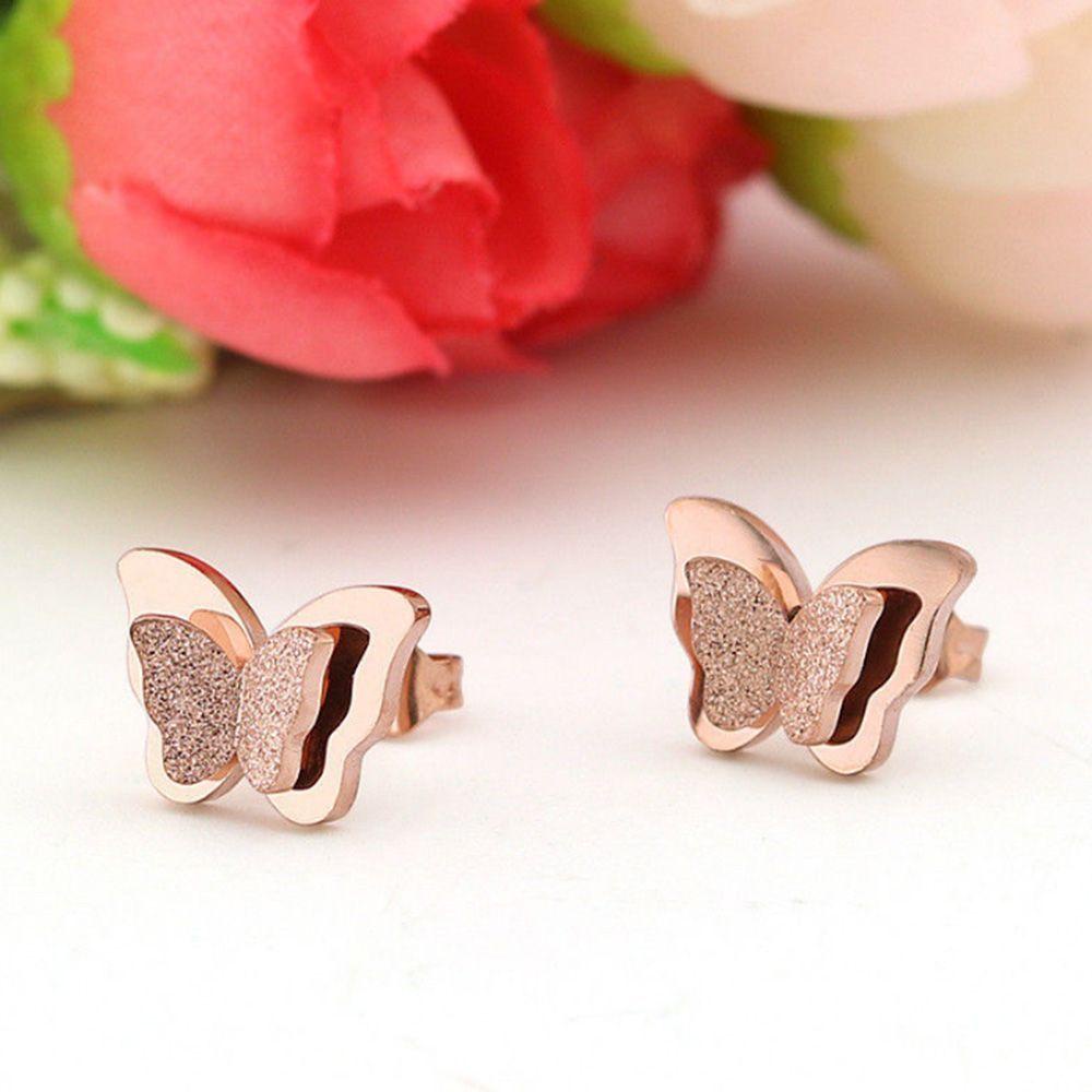 Khuyên Tai Hình Bướm 3D Làm Quà Tặng Cho Bạn Gái|Màu Sắc|Thép Không Gỉ Màu Sắc