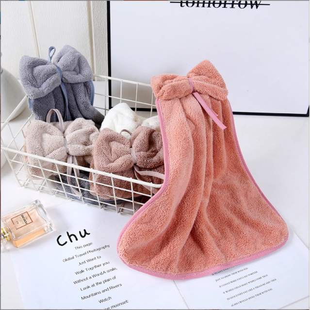 Khăn Lau Tay Nhà Bếp, Khăn Lau Bát Treo Nhà Bếp Gấu Teddy, Hình Nơ Đáng Yêu 36 x 30x 5cm - LAI'S STORE