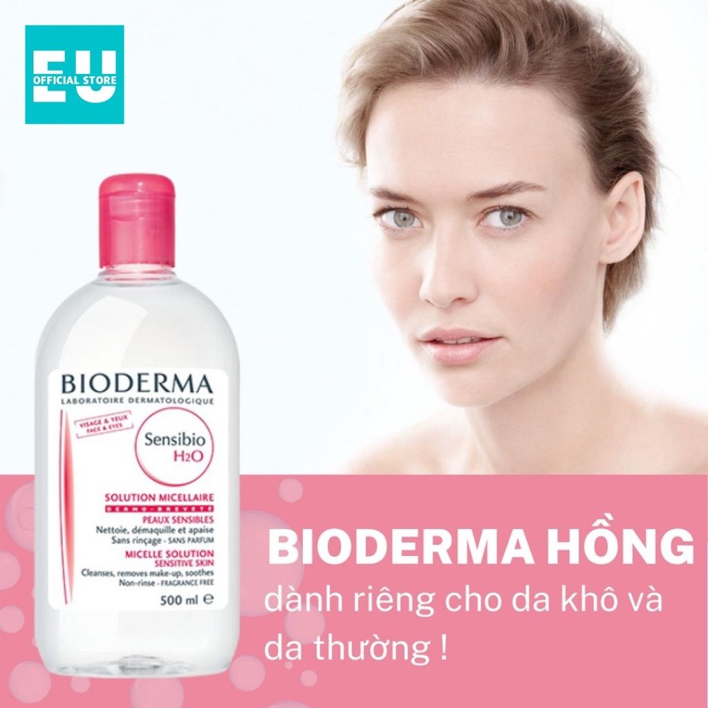 [LOẠI 500ml] Nước Tẩy Trang Bioderma Crealine/Sebium H2O 500ml Bản Mới Nhất (Hồng/Xanh)